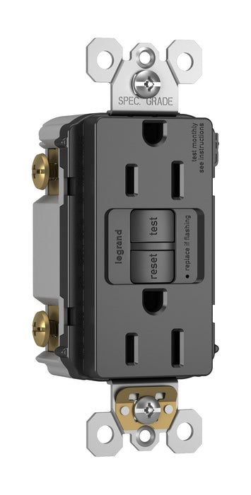 PRISE GFCI DUPLEX AUTOTEST 15A RADIANT INVIOLABLE AVEC PROTECTION SAFELOCK - NOIRE
