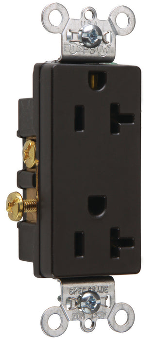 PRISE DUPLEX POUR DÉCORATEUR ROBUSTE DE QUALITÉ SPEC, 20A, 125V, FIL ARRIÈRE ET LATÉRAL - NOIRE