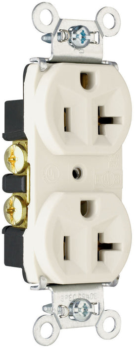 PRISE DUPLEX DE QUALITÉ SPEC 20A 125V USAGE INTENSIF FIL ARRIÈRE ET LATÉRAL - BLANCHE