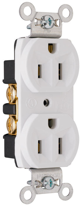 PRISE DUPLEX DE QUALITÉ COMMERCIALE, 15A, 125V, FIL ARRIÈRE ET LATÉRAL - BLANCHE