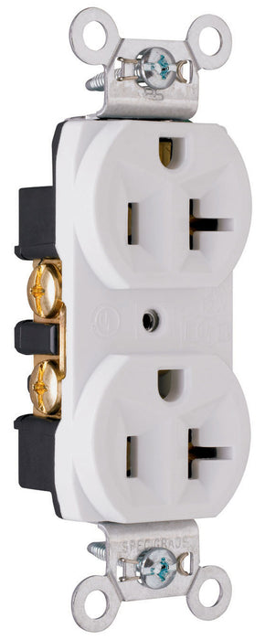 PRISE DUPLEX DE QUALITÉ COMMERCIALE 20A 125V FIL ARRIÈRE ET LATÉRAL - BLANCHE