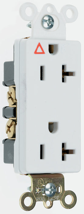 PRISE DUPLEX POUR DÉCORATEUR DE TERRE ISOLÉ ROBUSTE DE QUALITÉ SPÉCIFIQUE, 15A, 125V, FIL ARRIÈRE ET LATÉRAL - BLANCHE