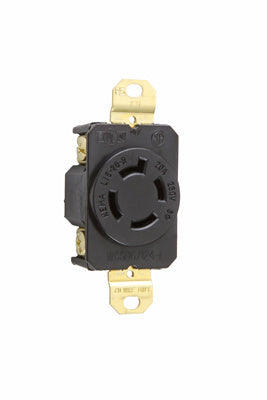 PRISE SIMPLE 20A 250V NEMA L1520, 4 FILS TRIPHASÉ - NOIRE