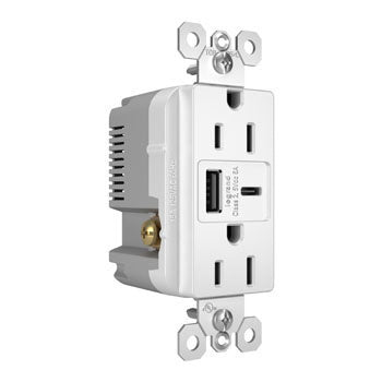 PRISE USB DE TYPE A/C, ULTRA-RAPIDE, TAMPER-RESISTANT, RADIANT® 15A - BLANCHE