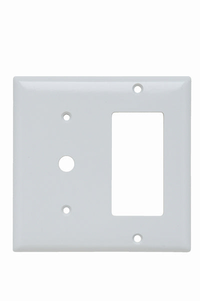 PLAQUE AVEC OUVERTURE COMBINÉE, 1 TÉLÉPHONE ET 1 DÉCORATEUR, DEUX GROUPES - BLANC