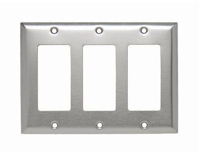 PLAQUE TROIS GROUPES AVEC OUVERTURE DE DÉCORATEUR 302/304 - ACIER INOXYDABLE