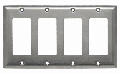 PLAQUE AVEC OUVERTURE DE DÉCORATEUR, QUATRE GROUPES - ACIER INOXYDABLE 302/304