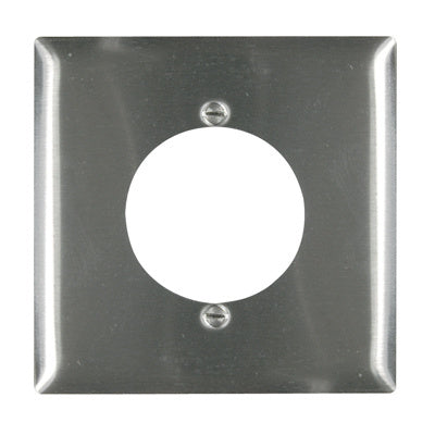 PLAQUE AVEC OUVERTURE DE PRISE DE COURANT, DEUX GROUPES - ACIER INOXYDABLE 302/304