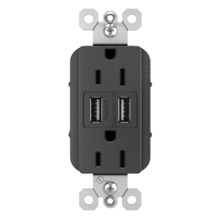 PRISE USB TAMPER RESISTANT RADIANT® 15A - NOIRE