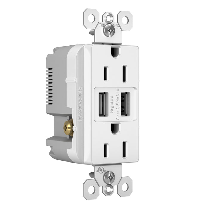 PRISE USB TAMPER RESISTANT RADIANT 15A - BLANCHE