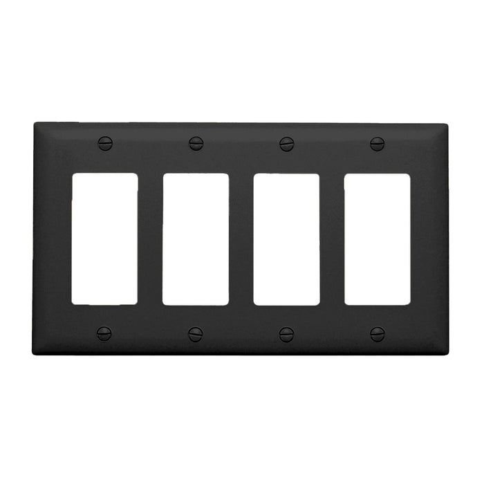 PLAQUE AVEC OUVERTURE DE DÉCORATEUR, QUATRE GANGS - NOIR