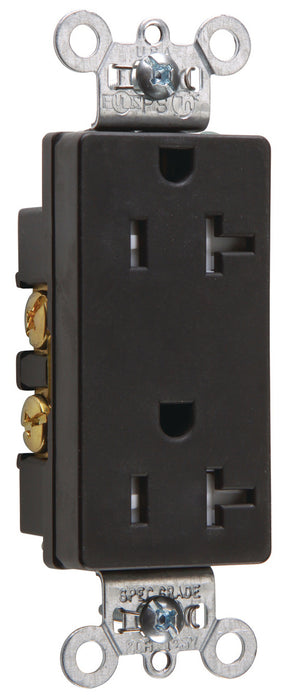 PRISE DUPLEX POUR DÉCORATEUR TAMPER RESISTANT DE QUALITÉ SPÉCIFIQUE 20A 125V FIL LATÉRAL - NOIRE