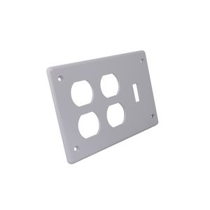 PLAQUE TRIPLE, 2 PRISES/1 INTERRUPTEUR - BLANCHE