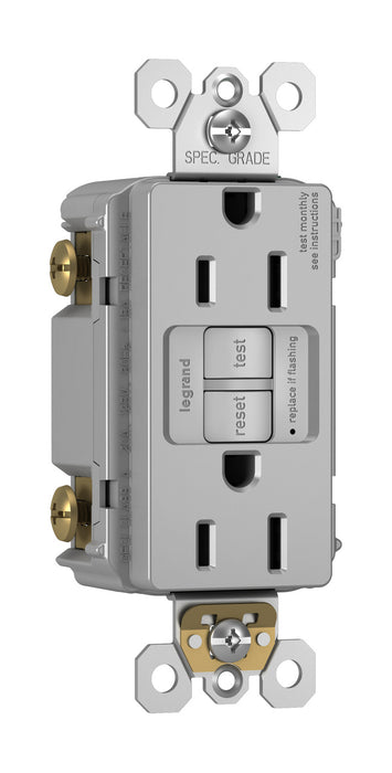 PRISES GFCI DUPLEX AUTOTEST 15A RADIANT® TAMPER-RESISTANT AVEC PROTECTION SAFELOCK®- GRISE